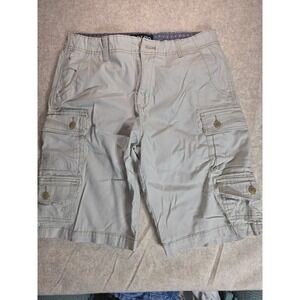 Iron Co Mens Cargo Shorts Khaki Tan Size 32 Cotton Blend Utility Multi Pocket